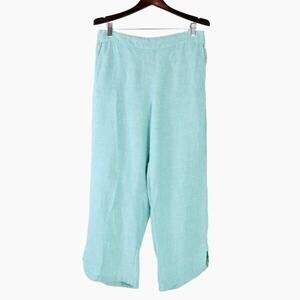 Christian Siriano Size L Pull-On Linen Lounge Pants Crop Mint Green